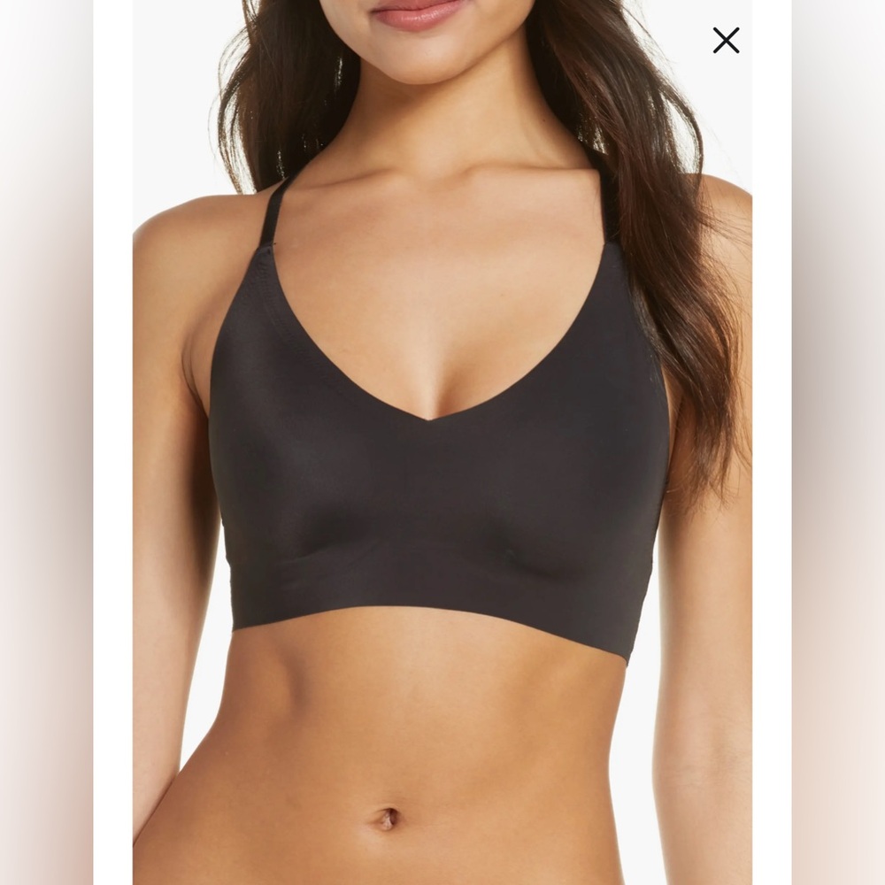 True & Co women’s Triangle Lace Racerback Black Bralette Size Small New